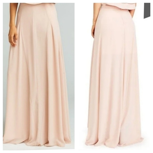 Show Me Your MUMU Princess Ariel Maxi Skirt Sz L Baby Pink Lined Side Zip Boho - Picture 11 of 11